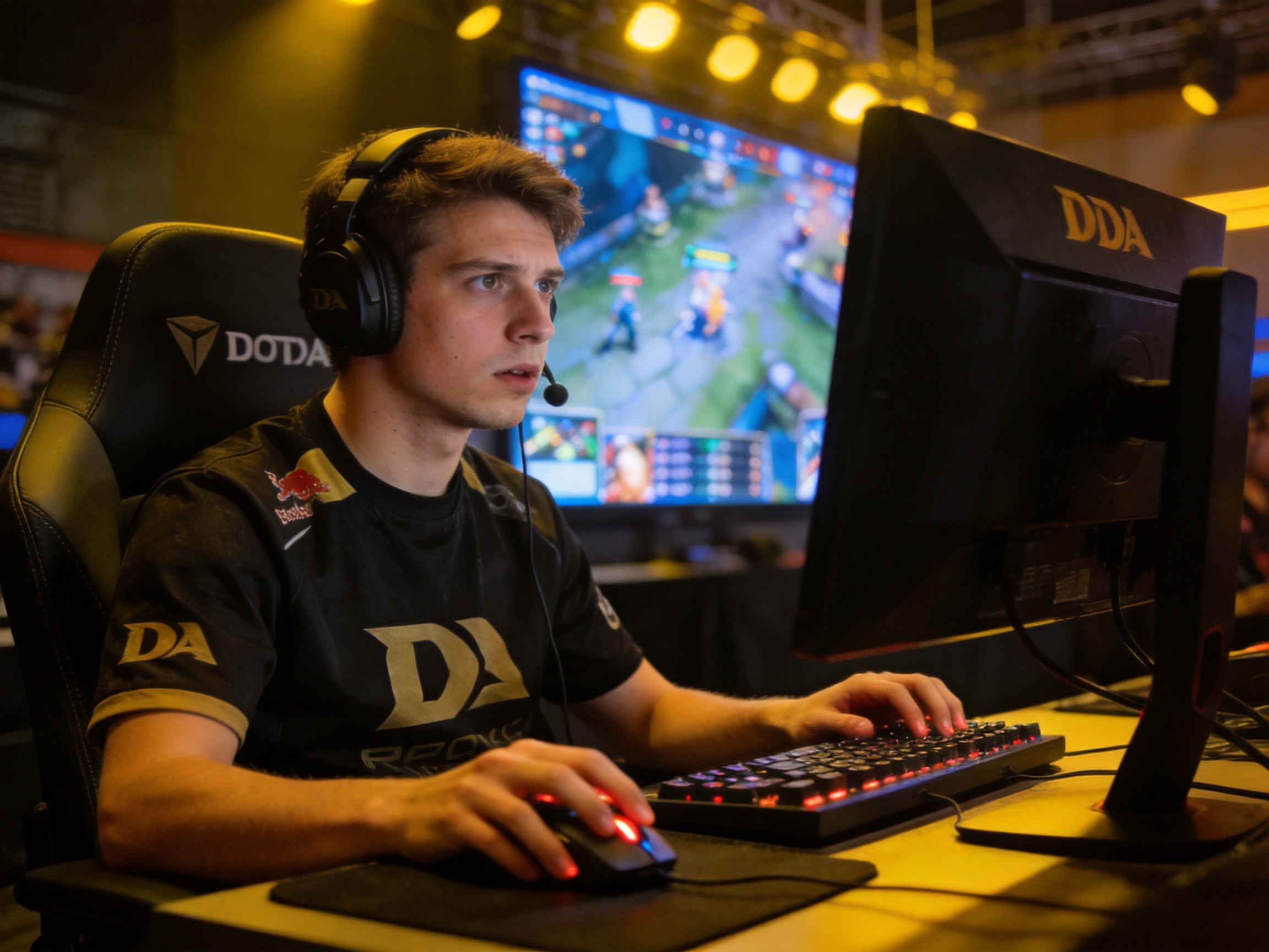SCORE电竞DOTA2赛事选手聚精会神比赛